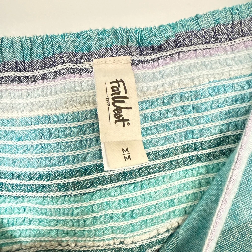 New Far West Striped Teal and Purple Women's Top - Picture 2 of 3